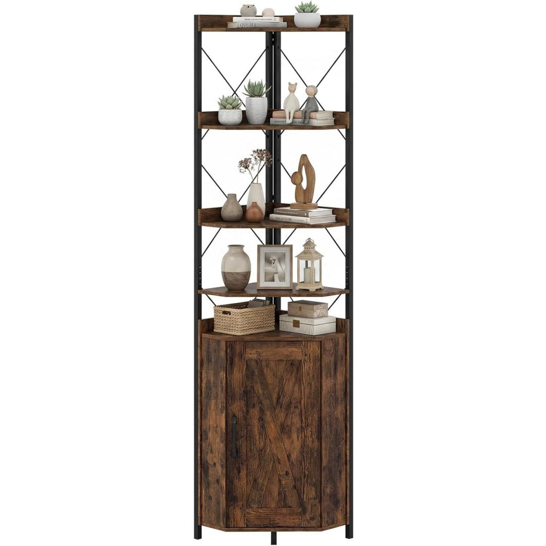 Colonne de rangement marron, 4 etageres