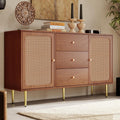 Beau buffet avec des portes en rotin tresse et 2 portes