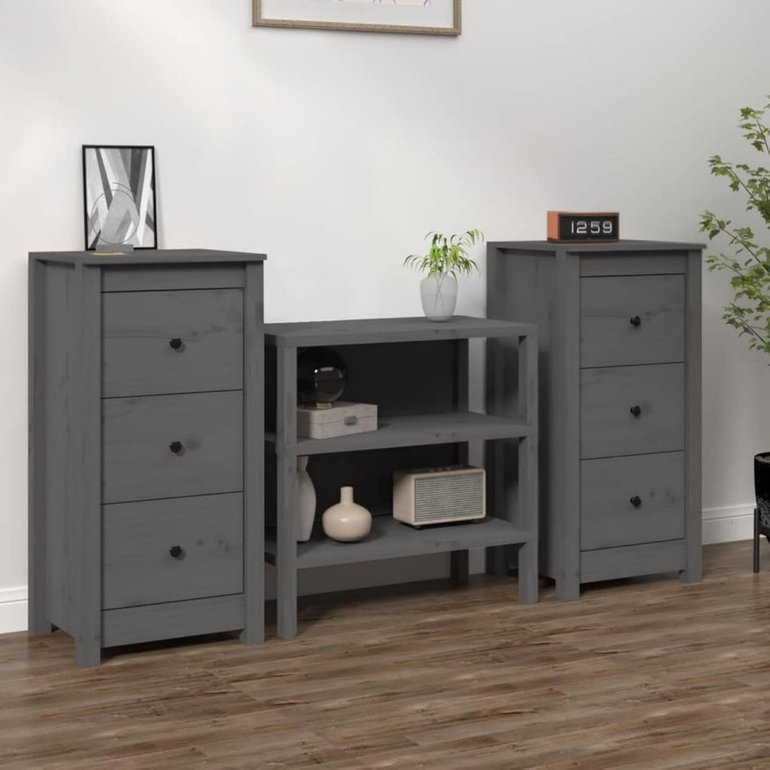Buffet gris design rustique 40 x 35 x 80 cm