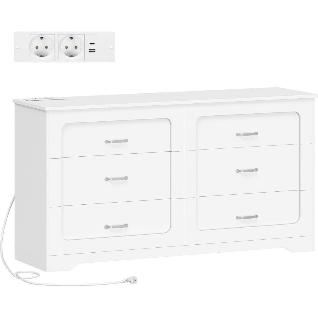 Commode gris clair rembourre en tissu