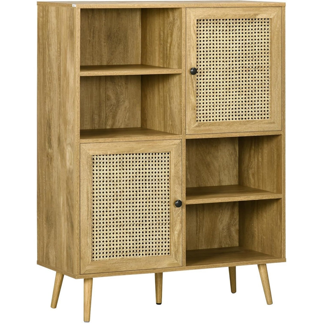 Enfilade marron 2 etageres de rangement, bois ingenierie esprit vintage