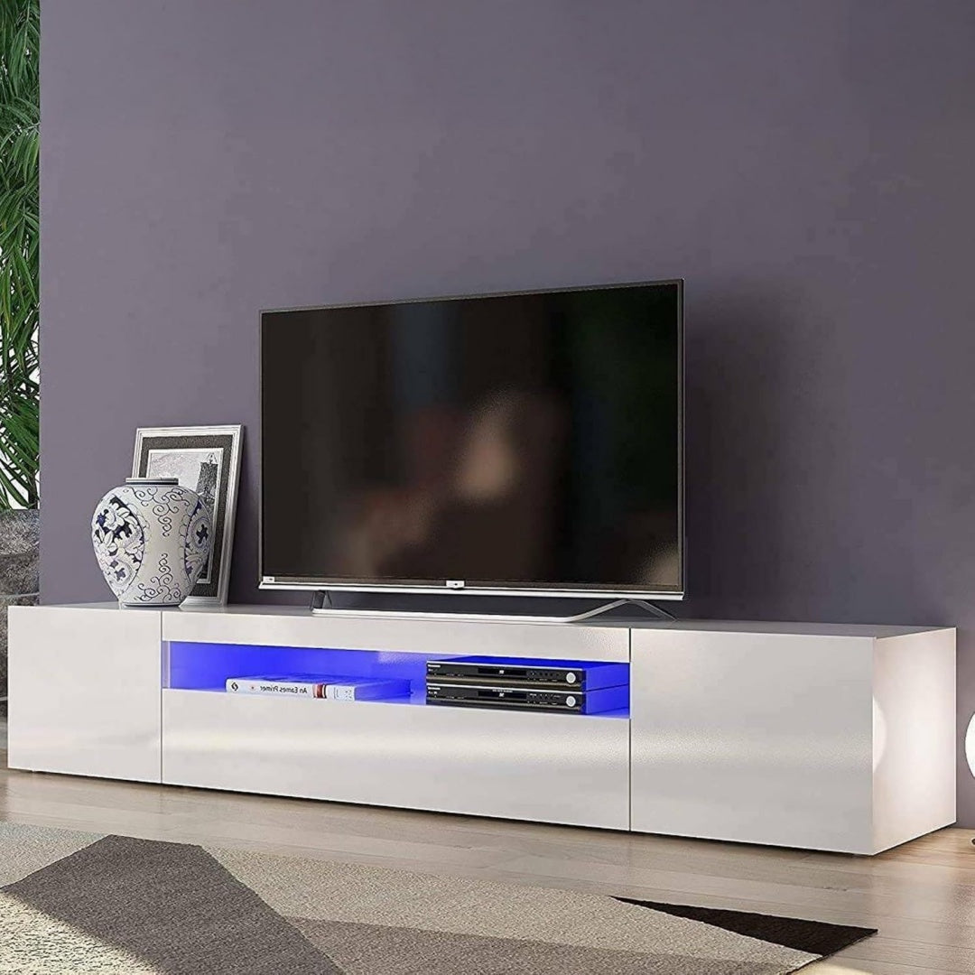 Meuble TV structure metallique gris fonce 3 portes
