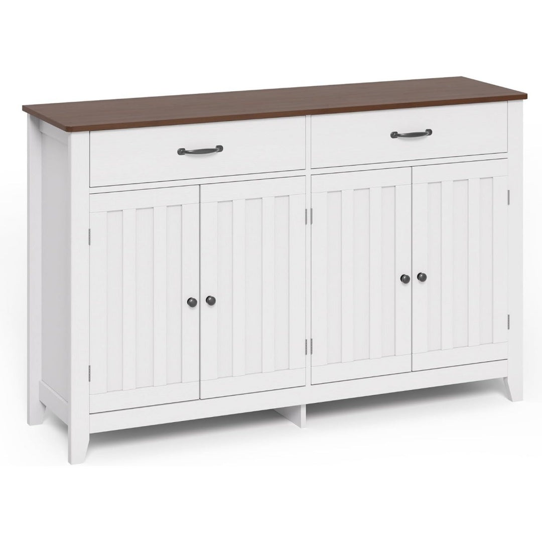 Credence esprit fermier en bois massif gris clair a 4 portes