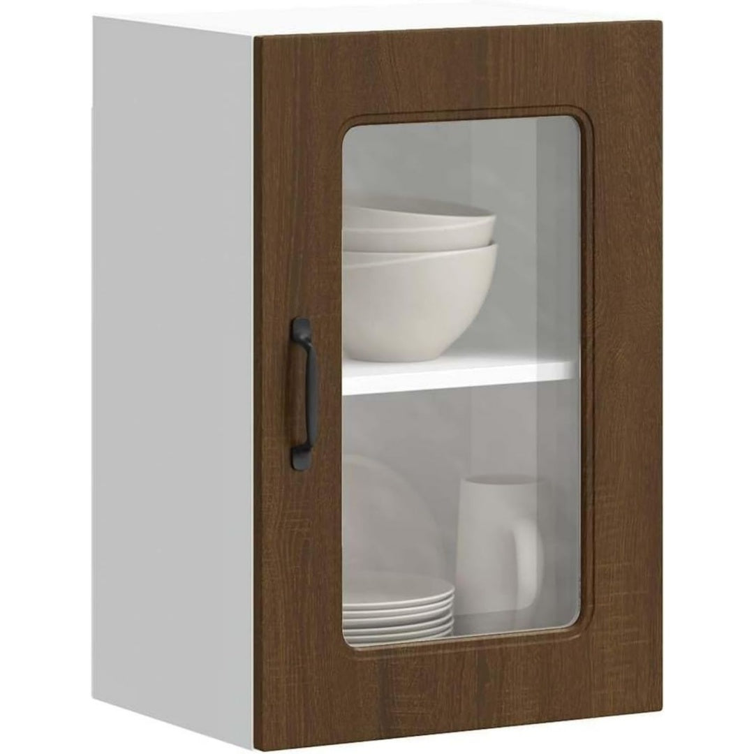 Armoire colonne en verre, gris, capacite de rangement importante