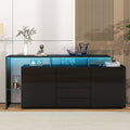 Commode en bois 4 tiroirs et 2 portes gris avec eclairage LED