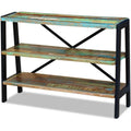 Buffet haut gris en bois massif et acier