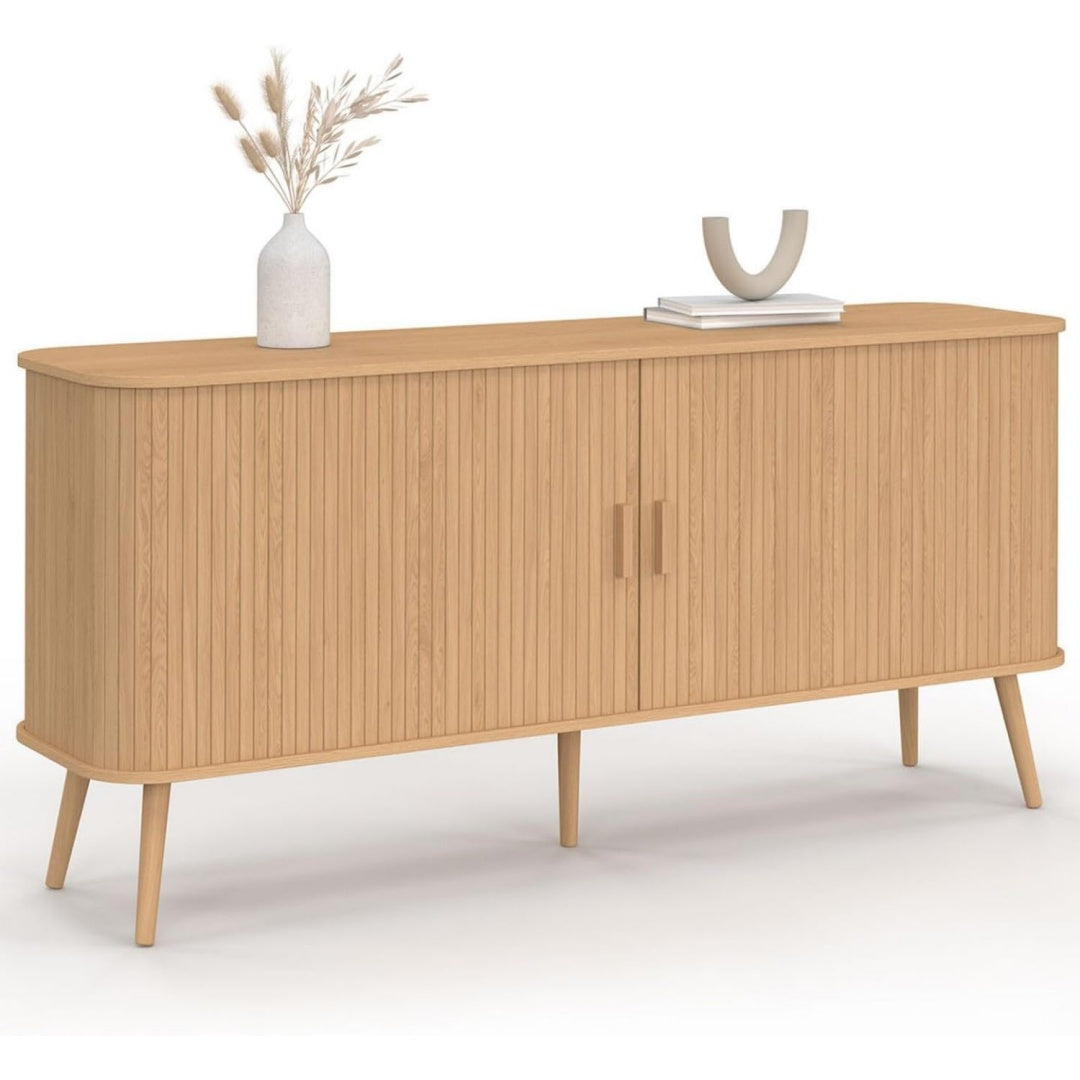 Buffet design moderne en bois ingenierie beige a 2 portes