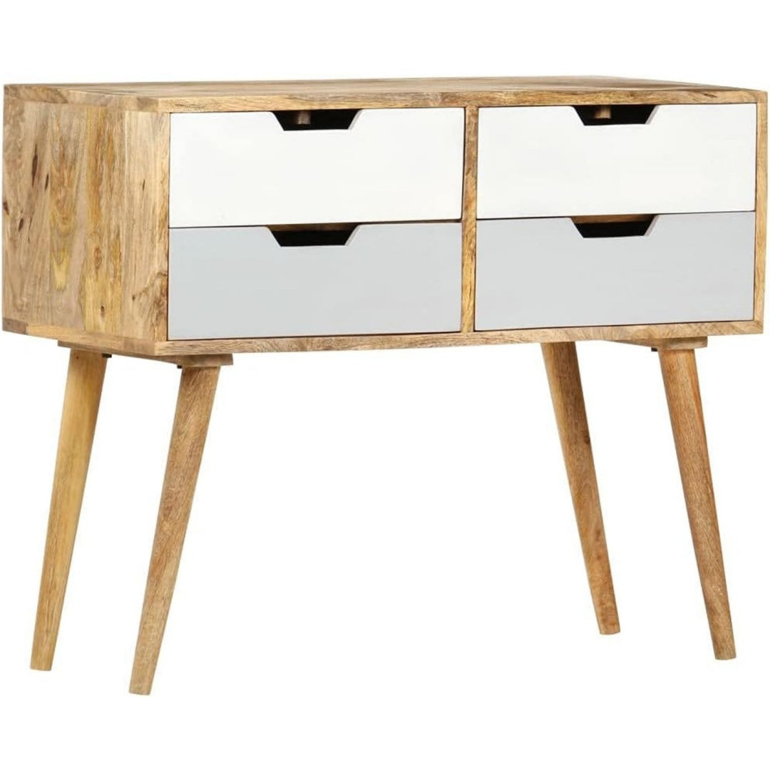 Buffet en bois massif beige, etageres modulables