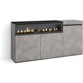 Buffet design epure, teinte gris, rangement optimise bois