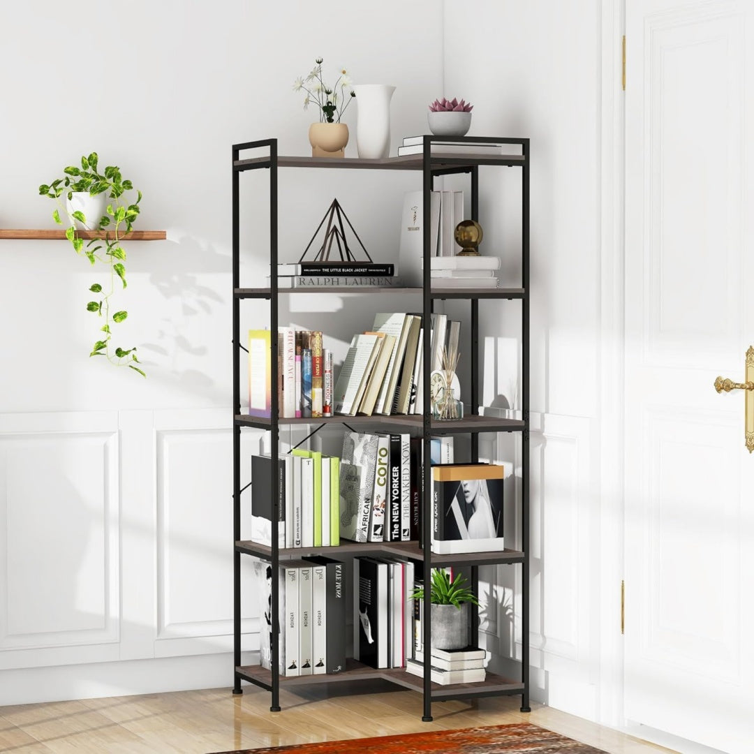 Bibliotheque 91 x 30 x 150 cm en MDF et metal