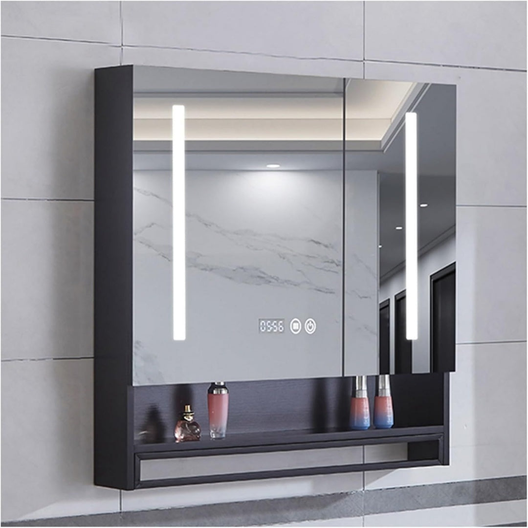 Penderie miroir gris en bois, et rangement optimise