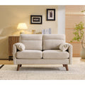 Divan beige bois massif 125 cm, rangement esprit fermier