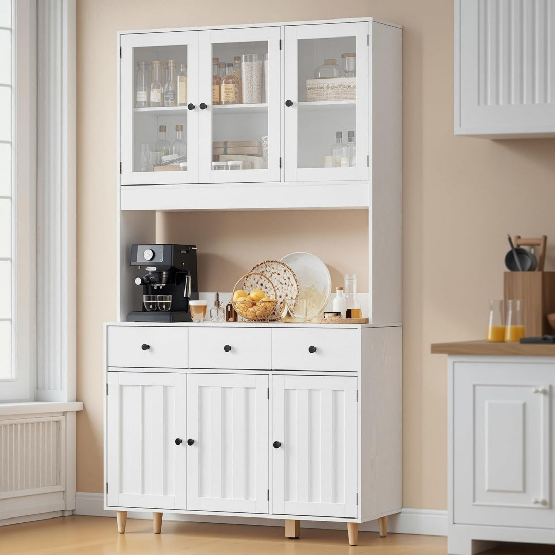 Tour de rangement gris clair 6 portes 100 x 38 x 180 cm