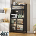 Buffet gris fonctionnel avec roulettes