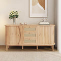 Beige buffet en bois massif 40 x 140.5 x 76 cm