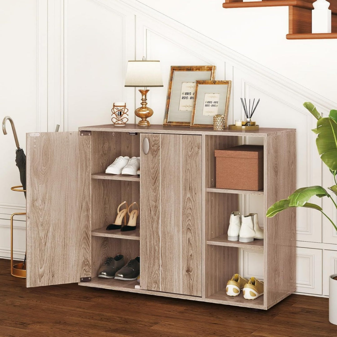 En similicuir armoire a chaussures beige design moderne