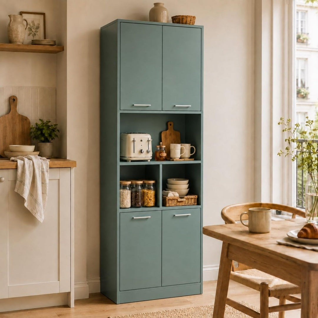Enfilade beige 3 etageres, style contemporain bois ingenierie pour salon