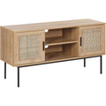 Meuble TV marron avec 2 portes et 2 tiroirs et grand espace de rangement
