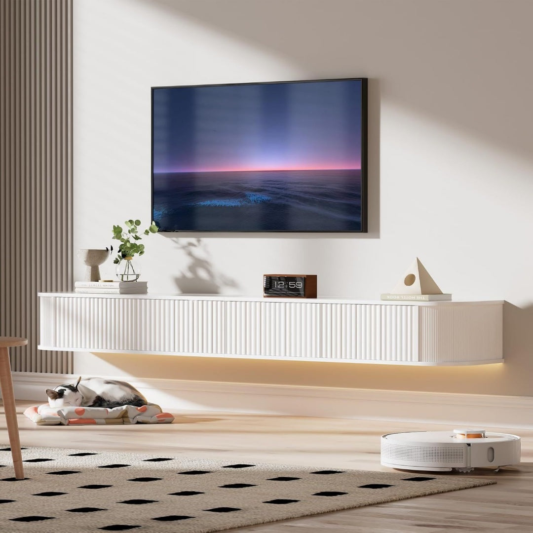 Meuble TV gris clair 160 cm, de style contemporain